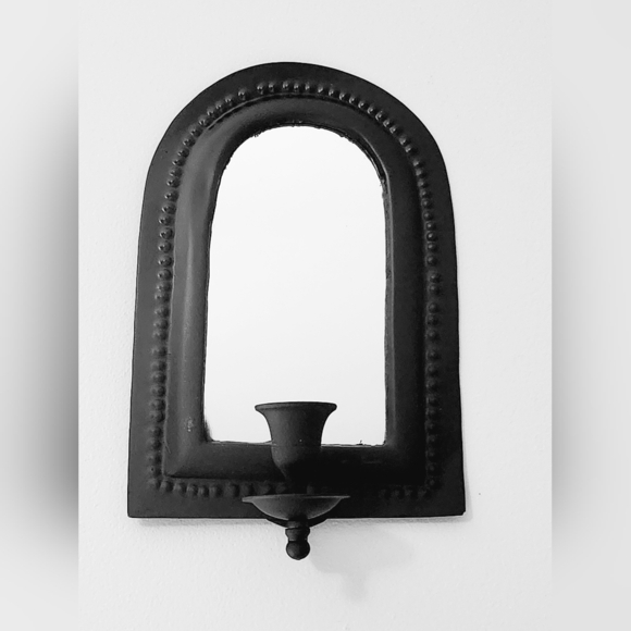 Gothic Black Bedside Wall Mirror Set with Candle Holder & Bird Cage with Candle - Picture 4 of 8